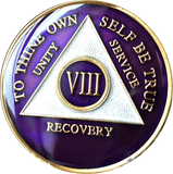 Purple Gold Tri-Plate AA Medallion 24 Hours 18 Month Year 1 - 45 Sobriety Chip - RecoveryChip