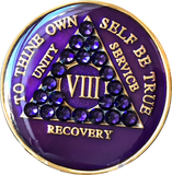 Crystallized AA Medallion Purple Velvet Tri-Plate Sobriety Chip Year 1 - 50 - RecoveryChip