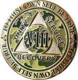 1 - 15 25 and 30 Year Reflex Camo Gold Plated AA Medallion Camouflage Sobriety Chip - RecoveryChip