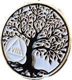 1 - 10 Year AA Medallion Tree Of Life White and Black Spiritual Medallion Sobriety Chip