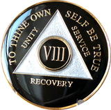 Black Gold Tri-Plate AA Medallion Year 1 - 50 Sobriety Chip White