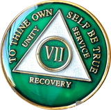 Green Gold Tri-Plate AA Medallion 24 Hours 18 Month Year 1 - 45 Sobriety Chip - RecoveryChip
