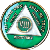 Green Gold Tri-Plate AA Medallion 24 Hours 18 Month Year 1 - 45 Sobriety Chip - RecoveryChip