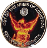 1 - 40 Year Out Of The Ashes Of Addiction Phoenix Rising From Flames Sobriety Chip