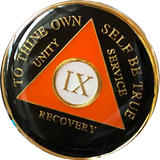 Black Orange Gold Tri-Plate AA Medallion 24 Hours 18 Month Year 1 - 40 Sobriety Chip - RecoveryChip