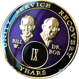 Founders AA Medallion Purple Bill & Bob Tri-Plate Sobriety Chip Year 1 - 50 - RecoveryChip