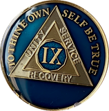 1 - 40 Year AA Medallion Midnight Blue Tri-Plate Sobriety Chip