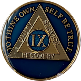 1 - 40 Year AA Medallion Midnight Blue Tri-Plate Sobriety Chip