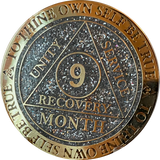 1 2 3 6 9 or 18 Month AA Medallion Reflex Silver Glitter Gold Plated Sobriety Chip