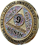 Funfetti Birthday Glitter AA Medallion Month 1 2 3 4 5 6 7 8 9 10 11 Sobriety Chip