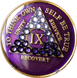 Crystal AA Medallion Transition Purple Tri-Plate Sobriety Chip Year 1 - 45 - RecoveryChip
