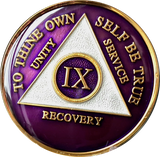 Purple Gold Tri-Plate AA Medallion 24 Hours 18 Month Year 1 - 45 Sobriety Chip - RecoveryChip