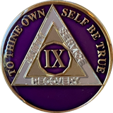 1 - 40 Year AA Medallion Metallic Purple Tri-Plate Sobriety Chip