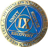 AA Medallion Reflex Blue Color Gold Plated Year 1 - 45 Sobriety Chip - RecoveryChip