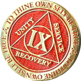 1 - 10 Year AA Medallion Reflex Red Gold Plated Alcoholics Anonymous RecoveryChip Design - RecoveryChip