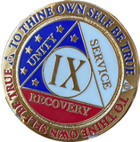 1 - 15 or 30 Year AA Medallion Reflex Red White & Blue Patriotic Gold Plated Sobriety Chip