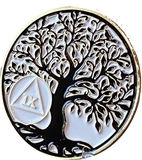 1 - 10 Year AA Medallion Tree Of Life White and Black Spiritual Medallion Sobriety Chip