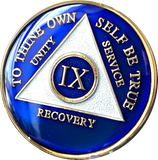 Metallic Blue Gold Tri-Plate AA Medallion 24 Hours 18 Month Year 1 - 45 Sobriety Chip - RecoveryChip