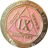 1 - 40 Year AA Medallion Reflex Pink Gold Plated Alcoholics Anonymous RecoveryChip Design - RecoveryChip