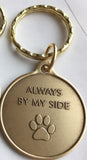 Always By My Side Pet Dog Paw Print Footprint Beach Bronze Keychain - RecoveryChip