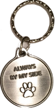 Always By My Side Dog Pet Paw Print Footprint Beach Pewter Color Keychain - RecoveryChip