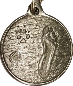 Always By My Side Dog Pet Paw Print Footprint Beach Pewter Color Keychain - RecoveryChip