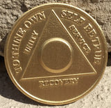 Bronze AA Anniversary Plain Front No Year Medallion Alcoholics Anonymous Medallion Chip Serenity Prayer - RecoveryChip