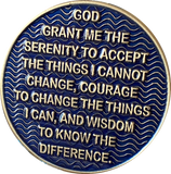 1 2 3 4 5 6 7 8 9 10 11 or 18 Month AA Medallion Antique Reflex Dusty Blue Sobriety Chip