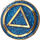 AA Circle Triangle Logo Reflex Blue Glitter Gold Plated Chip - RecoveryChip
