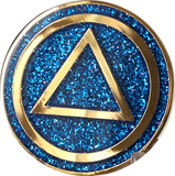 AA Circle Triangle Logo Reflex Blue Glitter Gold Plated Chip - RecoveryChip