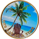 Tropical Beach Chair Palm Tree Color One Day At A Time Serenity Prayer Medallion Coin