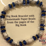AA Big Book Bracelet Sapphire Blue Beads Made From Real Pages From The Big Book - RecoveryChip