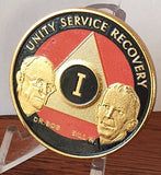 AA Founders Gold Plated HD Black & Orange Alcoholics Anonymous Medallion Chip Any Year 1 - 65 - RecoveryChip