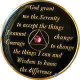 AA Medallion Black Pink Transition Crystal Tri-Plate Sobriety Chip Year 1 - 50 - RecoveryChip