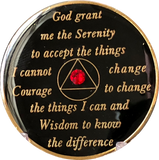 Siam Red Swarovski Crystal AA Medallion Black Tri-Plate Sobriety Chip Year 1 - 50 - RecoveryChip