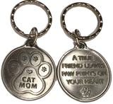 Cat Mom - A True Friend Pet Keychain Pewter Color RecoveryChip Design - RecoveryChip