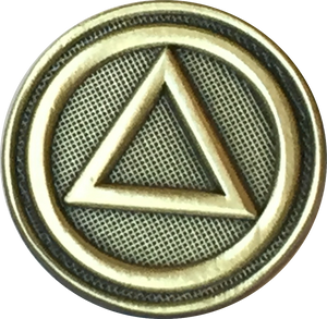 AA Logo Circle Triangle Lapel Pin Alcoholics Anonymous Sobriety Badge RecoveryChip Design - RecoveryChip