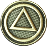 AA Logo Circle Triangle Lapel Pin Alcoholics Anonymous Sobriety Badge RecoveryChip Design - RecoveryChip