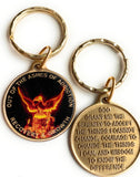 Out of The Ashes of Addiction Color Phoenix Rising from Flames Sobriety Keychain