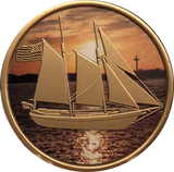 Sailing We Can't Control The Wind We Can Only Adjust Our Sails Color Medallion Schooner Sailboat Chip - RecoveryChip