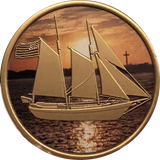 Sailing We Can't Control The Wind We Can Only Adjust Our Sails Color Medallion Schooner Sailboat Chip - RecoveryChip