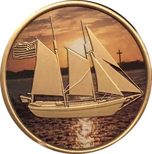 Sailing We Can't Control The Wind We Can Only Adjust Our Sails Color Medallion Schooner Sailboat Chip - RecoveryChip