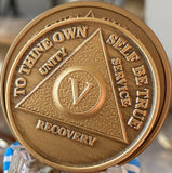 6 Year AA Medallion Large Heavy AA Proof-like Bronze – 1½” Challenge Coin Size Sobriety Chip