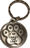 Crazy Cat Lady - A True Friend Dog Pet Keychain Pewter Color RecoveryChip Design - RecoveryChip