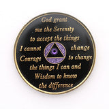 Crystal AA Medallion Purple Glitter Tri-Plate Sobriety Chip Year 1 - 50 - RecoveryChip