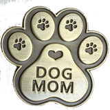 Dog Mom Paw Print Heart Lapel Pin Antique Brass 18mm or 1 1/16" - RecoveryChip