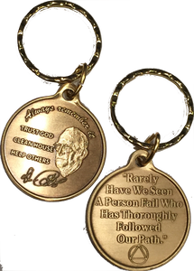 Dr Bob Rx Prescription Bronze AA Founders Keychain Always Remember It - RecoveryChip