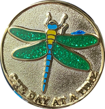 Green Glitter Dragonfly One Day At A Time Medallion With Serenity Prayer