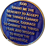 100 Days AA Medallion Antique Bronze Blue Sobriety Chip