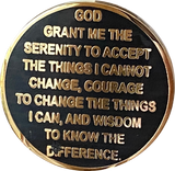 24 Hours AA Medallion Elegant Black Gold Plated Alcoholics Anonymous RecoveryChip Design - RecoveryChip